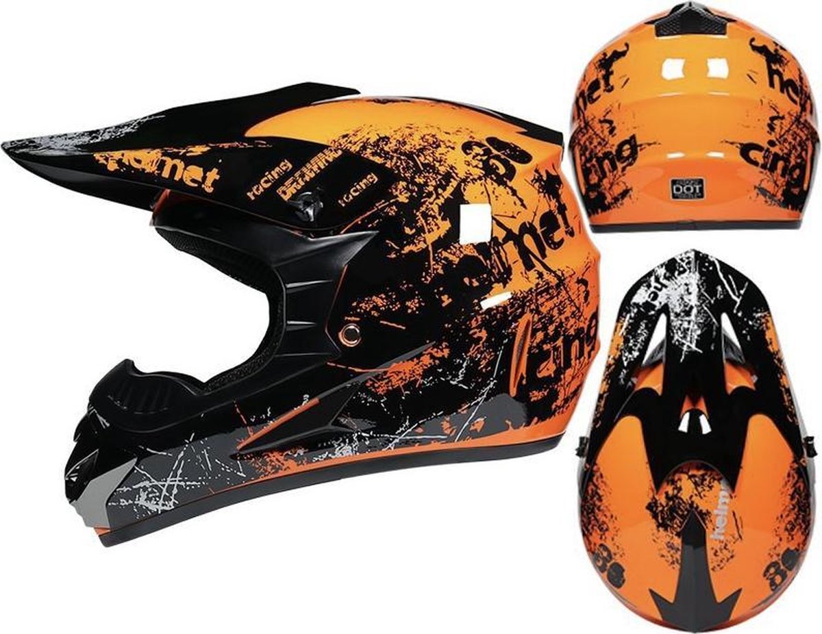 Nixnix - Downhill - Full face - ATB MTB helm - Oranje XL - Gratis Bril/  Handschoenen... | bol.com