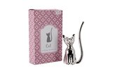 CGB Giftware Cat Jewellery Ring Holder, Metal Silver Finish Organiser Stand - Boxed Height: 9.5cm Width: 5cm