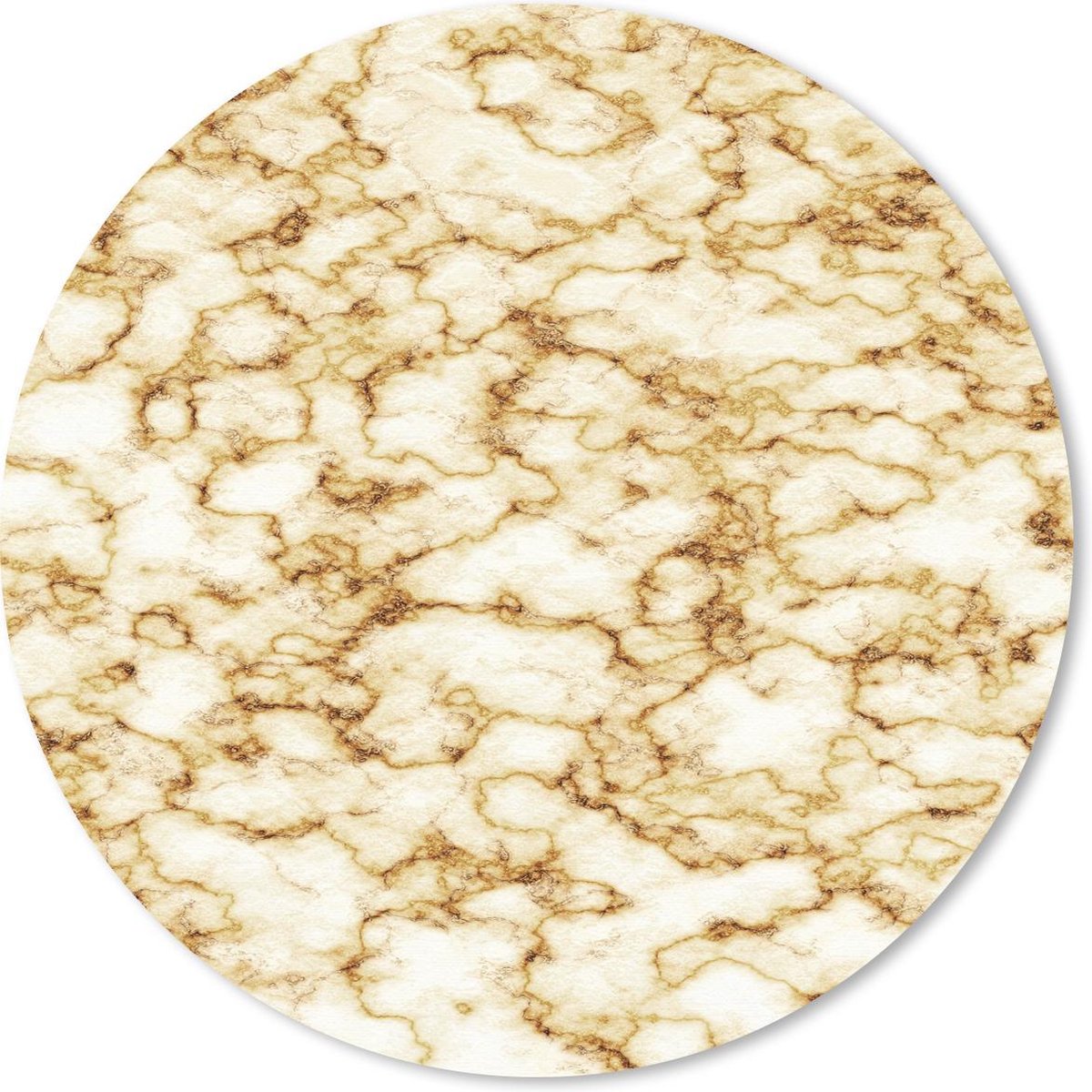Muismat rond 50x50 cm - Mousepad Marmer - Wit - Bruin - Ronde muismatten