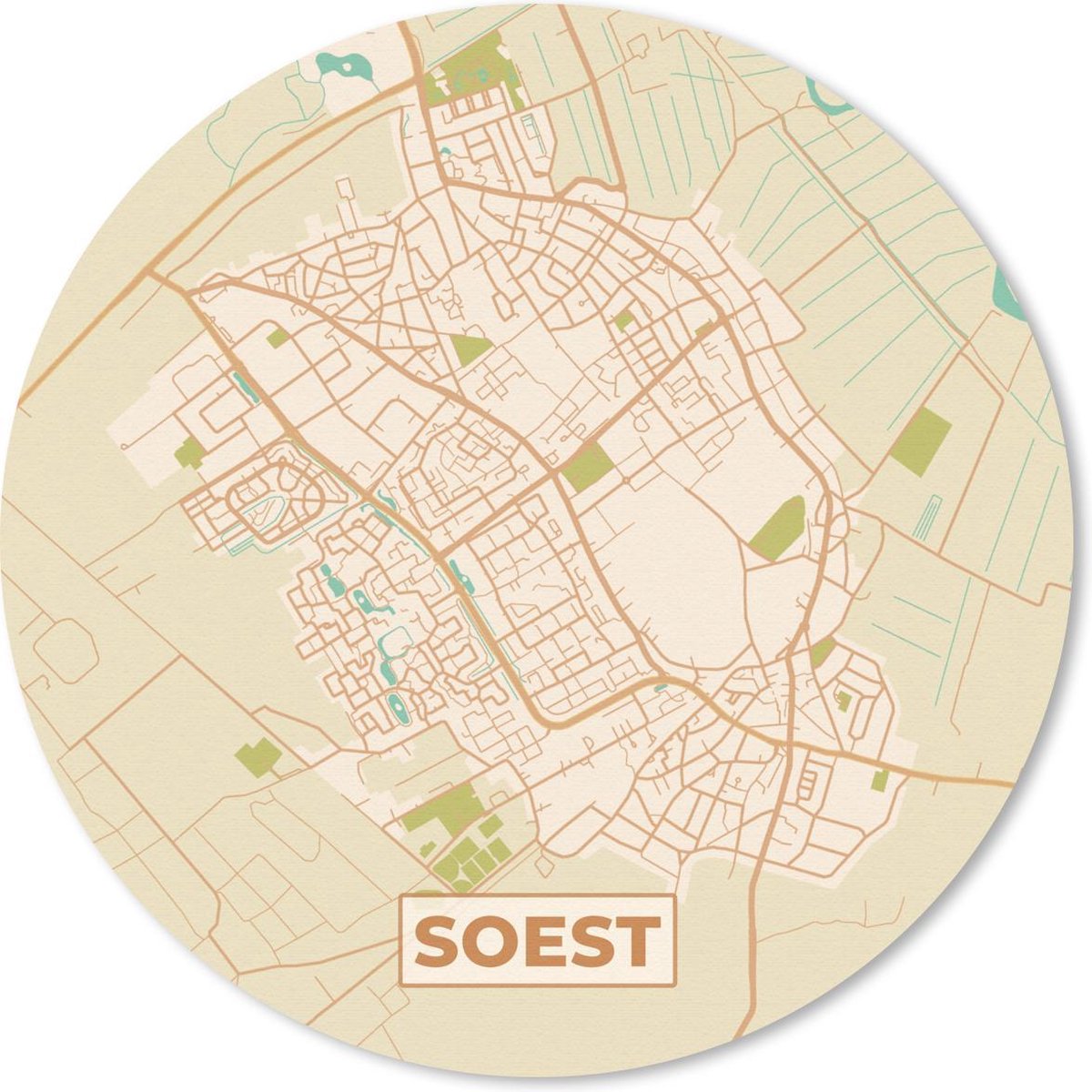 Muismat rond 40x40 cm - Mousepad Kaart - Soest - Vintage - Ronde muismatten