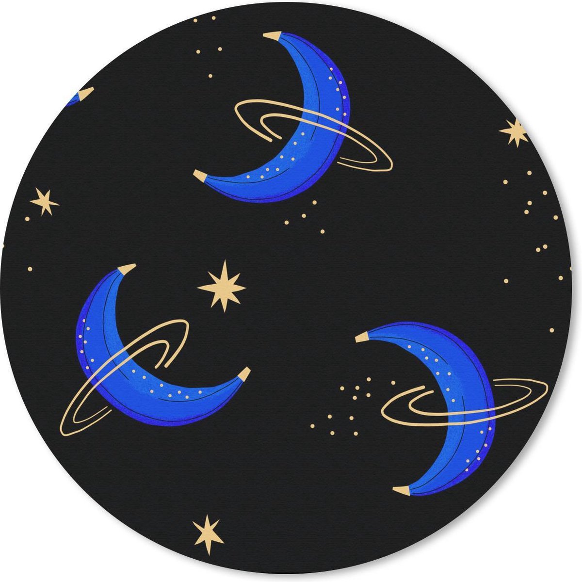 Muismat rond 40x40 cm - Mousepad Ruimte - Banaan - Kinderkamer - Ronde muismatten
