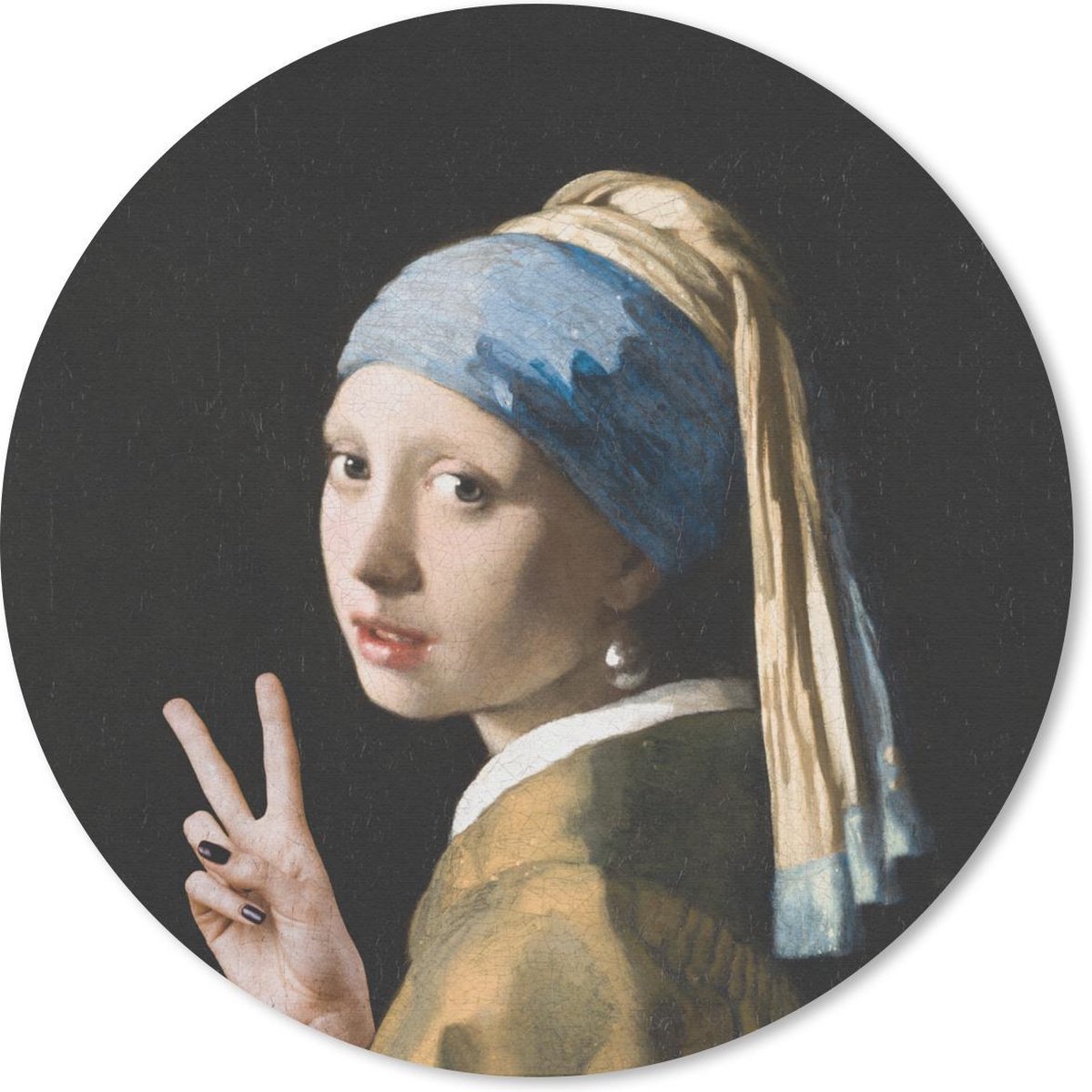 Muismat rond 50x50 cm - Mousepad Het meisje met de parel - Vermeer - Kunst - Ronde muismatten