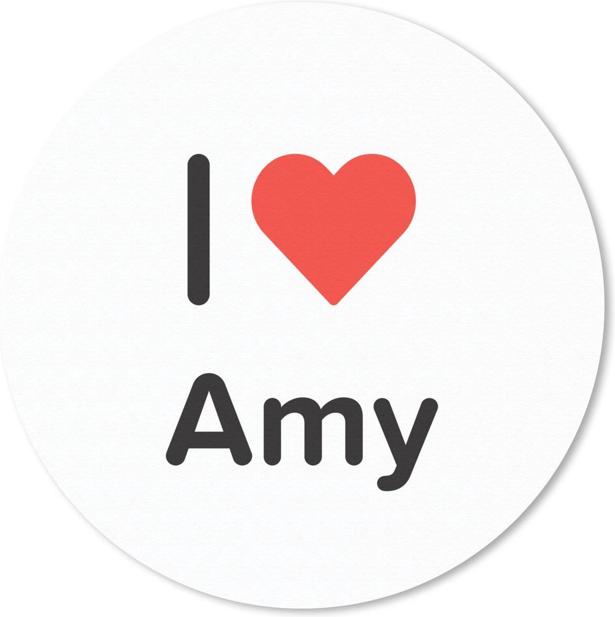 Muismat rond 40x40 cm - Mousepad I love - Amy - Meisje - Ronde muismatten