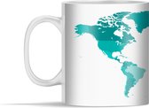 Mok - Wereldkaarten - Wit - Blauw - 350 ml - Beker