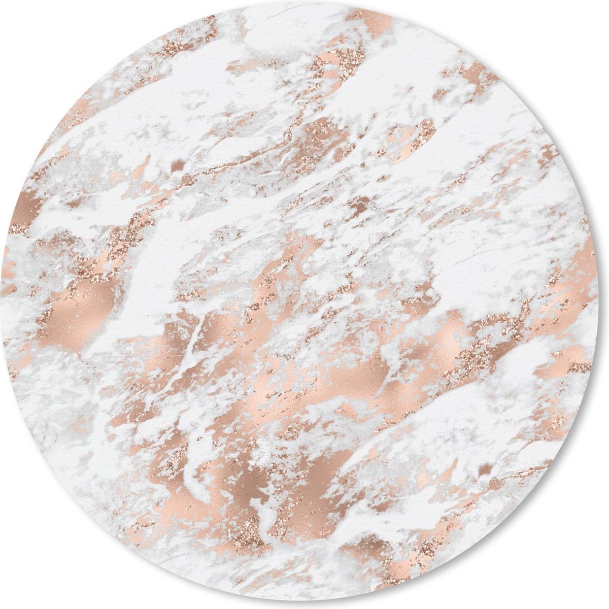 Muismat rond 50x50 cm - Mousepad Marmer - Wit - Goud - Ronde muismatten