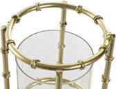 Kandelaars - CANDLE HOLDER METAL GLASS 11X10X15 A CANDLE GOLDEN - Metaal