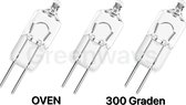 Greenways - Ovenlampje - 10W - G4 - 300 Graden - Hittebestendig - Halogeenlamp - 12 Volt - Burner - Voor in de oven - 10Watt - Steeklampje (3 STUKS)