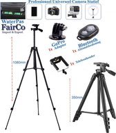 Universeel Camerastatief Voor Fotocamera en Smartphone Incl. Waterpas, Bluetooth afstandsbediening en GoPro adapter - Tripod - Smartphone Statief 108cm Model 3120