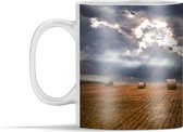Mok - Hooibalen met zon schijnend door de wolken - 350 ml - Beker