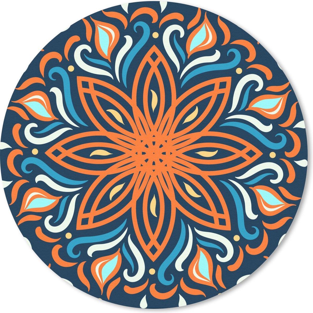 Muismat rond 40x40 cm - Mousepad Bloem - Bladeren - Oranje - Ronde muismatten