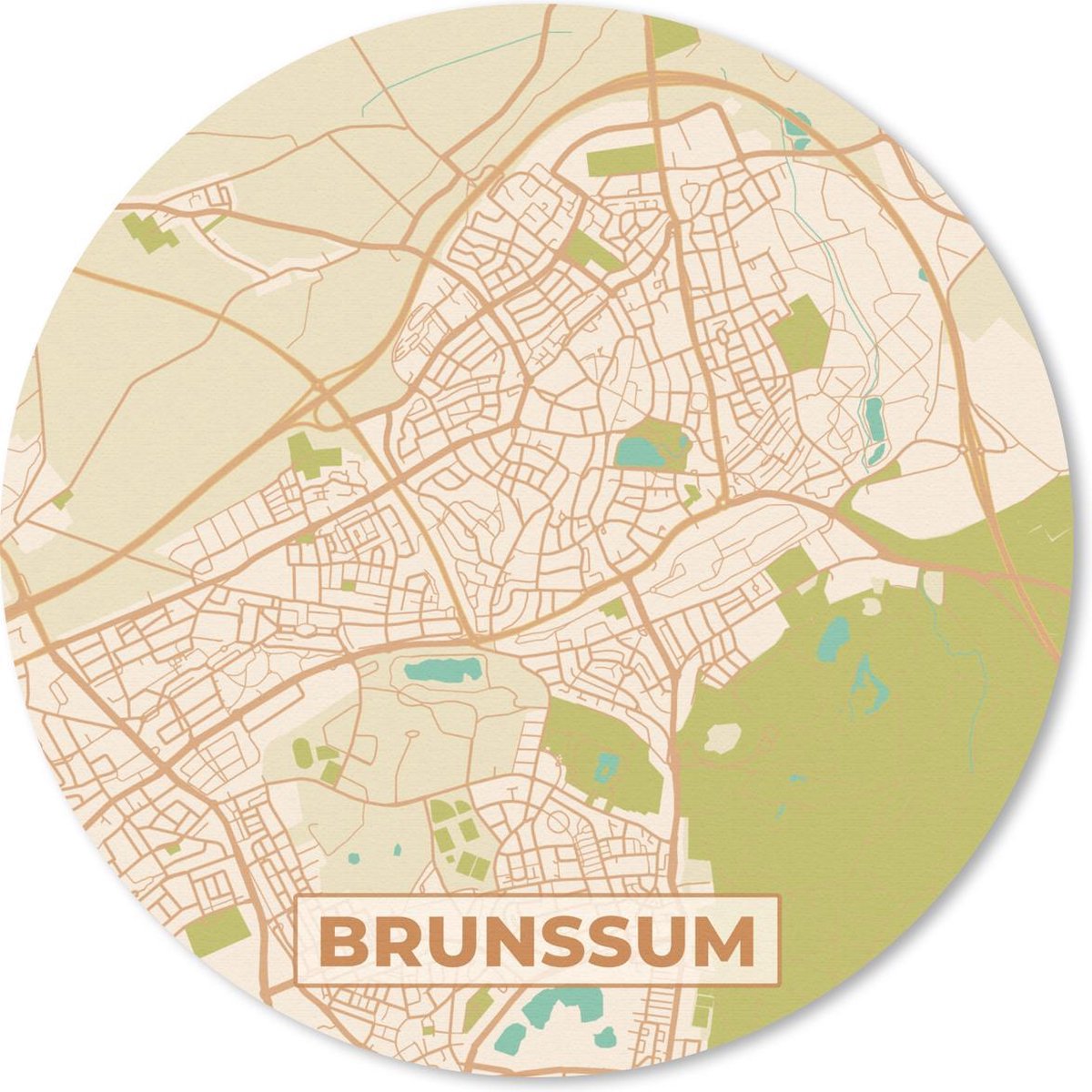 Muismat rond 40x40 cm - Mousepad Kaart - Brunssum - Vintage - Ronde muismatten