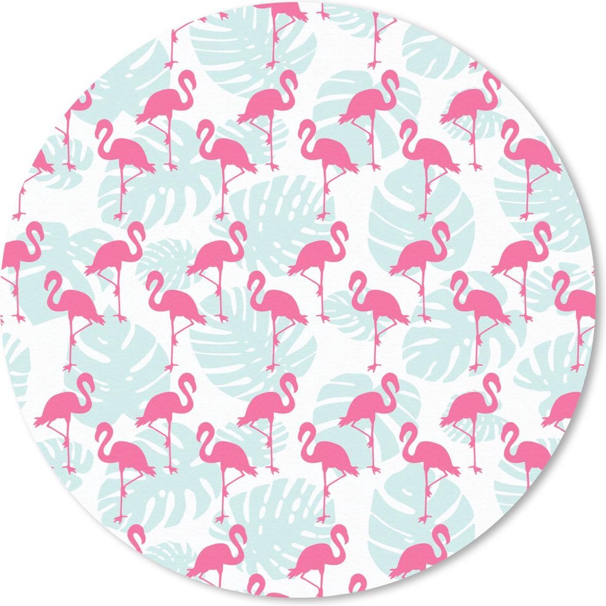 Muismat rond 40x40 cm - Mousepad Flamingo - Bladeren - Zomer - Ronde muismatten