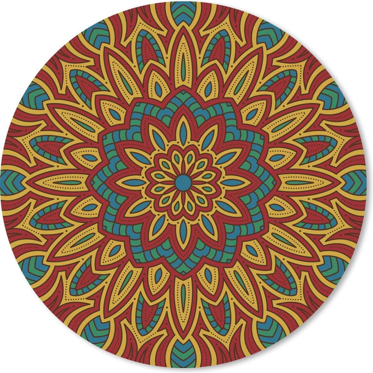 Muismat rond 40x40 cm - Mousepad Mandala natuurlijke elementen - Ronde muismatten