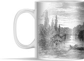 Mok - Zwart-wit illustratie van een rivier in Buenos Aires in Argentinië - 350 ml - Beker