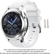 Wit Siliconen Bandje voor 20mm Smartwatches (zie compatibele modellen) van Samsung, Pebble, Garmin, Huawei, Moto, Ticwatch, Citizen en Q – Maat: zie maatfoto - 20 mm white nylon sm
