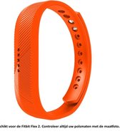 Siliconen sporthorloge bandje Oranje geschikt voor Fitbit Flex 2 - Kliksluiting – Armband Orange - Maat: zie maatfoto