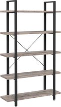 Segenn's Boekenkast - Boekenplank - Stabiele Staande Plank met 5 niveaus - Industrieel - Greige Zwart