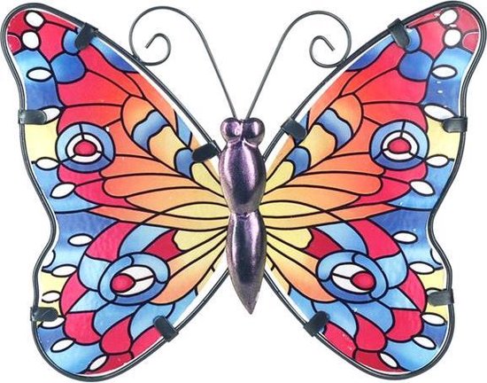 Sur le mur | Papillon | métal et verre | mosaïque | violet | L | 21 x 31 cm