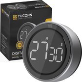 YUCONN Digitale Kookwekker SE- Keukenwekker - Timer en Stopwatch - Magnetisch - Eierwekker - LED Display - Met Draaiknop - Zwart