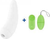 Satisfyer Curvy 2+ - Wit - Luchtdruk Vibrator + Vibrerend Ei met Afstandsbediening - Groen