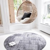 Patchwork Vloerkleed rond Antraciet Lara - Interieur05 Grijs - Chenille - 160 Ø - (M)