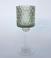 Theelicht / Waxinelicht -  glas - groen 7 x 7 x 21 cm hoog