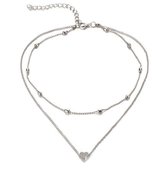 hartje ketting - choker - zilverkleurig