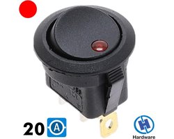 Tuimel Wipschakelaar 12V Rond - 20A - ROOD LED indicator -  Inbouw - Inbouwschakelaar - Scooter - Auto - Boot - Camper - Schakelaar Tuimelschakelaar - Red -  per stuk