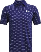 Performance Printed Polo Blauw Stip  Groen