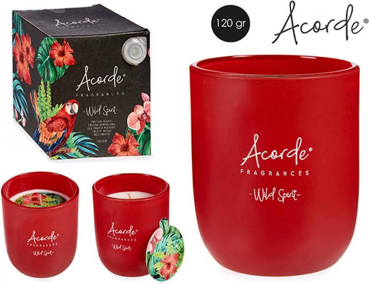 Acorde Geurkaarsenset - 2 Stuks - 2x120g - ROOD FRUIT + AARDBEI - Glas
