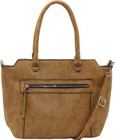Nuba | Dames Handtas Met Schouderband | Leer Look | Cognac Bruin