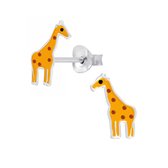 Joy|S - Zilveren giraf oorbellen - 7 x 9 mm - giraffe oorknoppen