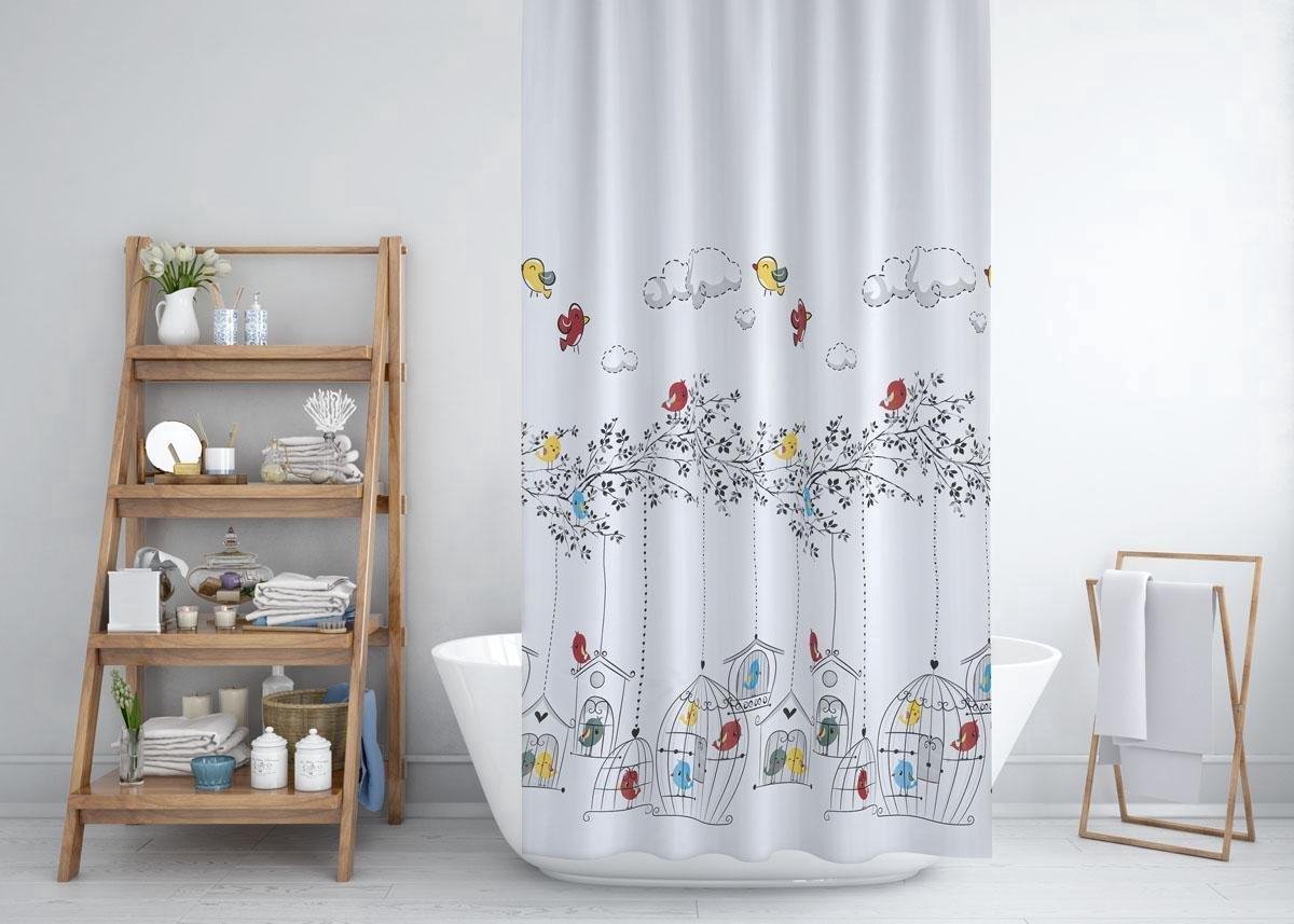 Zethome Sparrows - Douchegordijn 120x200 cm - Polyester Textile - Badkamer Gordijn - Shower Curtain - Waterdicht -Sneldrogend en Anti Schimmel -Wasbaar en Duurzaam - 6144