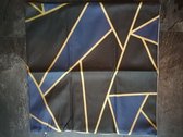 set van 3 kussenhoezen donkerblauw zwart goud asymetrisch 45 x 45 cm