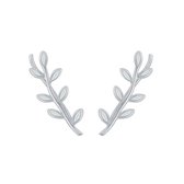 Joy|S - Zilveren ear climbers oorbellen - olijf takje
