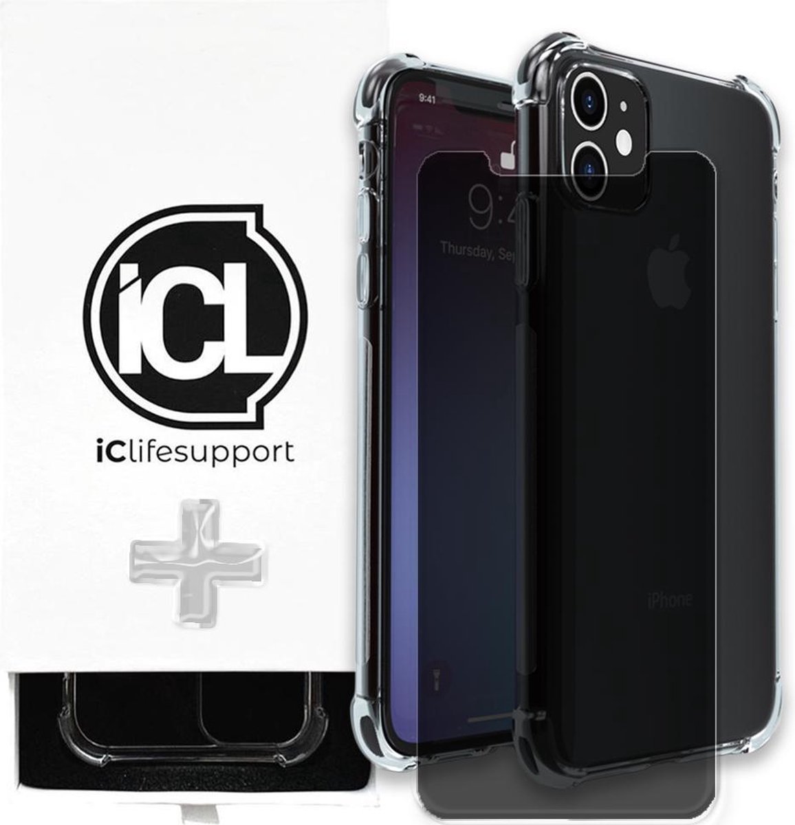 iphone 13 hoesje apple siliconen transparant case – shock proof hoesje voor iphone 13 geschikt voor magsafe met glas privacy screenprotector