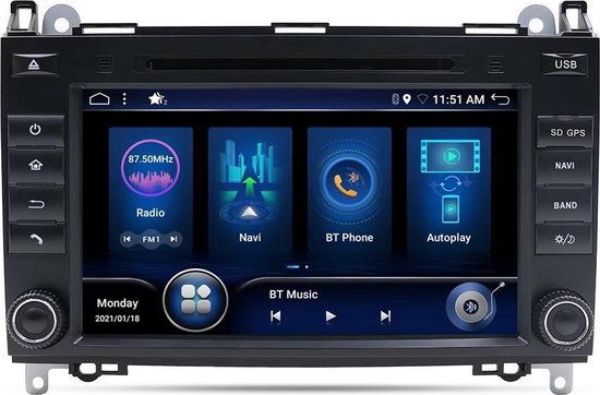 Autoradio Android 14 9" Pour Mercedes Classe A/B W169 W245 - GPS, CarPlay, Android Auto, Bluetooth