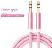 GBG Stereo Audio Jack Kabel 3.5 mm - AUX Kabel Gold Plated - Male to Male - Aux naar Aux - Aux Cable - Voor Auto - Roze - 1 meter
