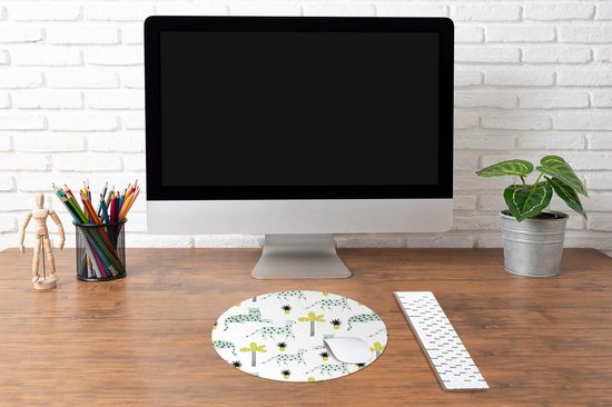 Muismat rond 40x40 cm - Mousepad Panter - Fruit - Wit - Ronde muismatten