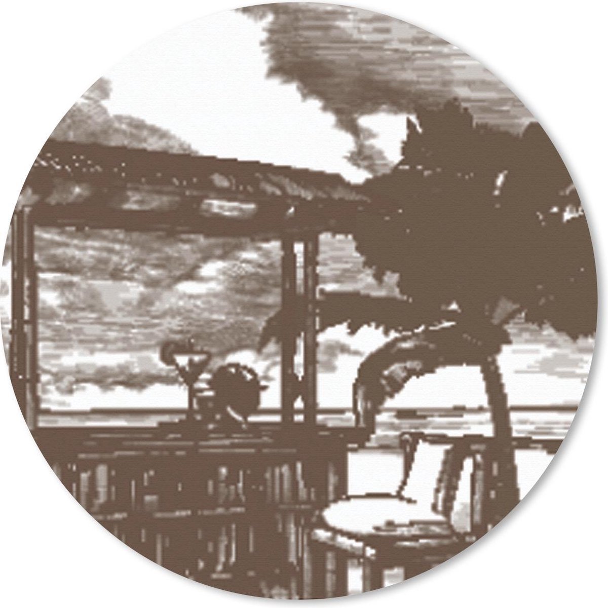 Muismat rond 50x50 cm - Mousepad Strand - Palmboom - Hut - Ronde muismatten