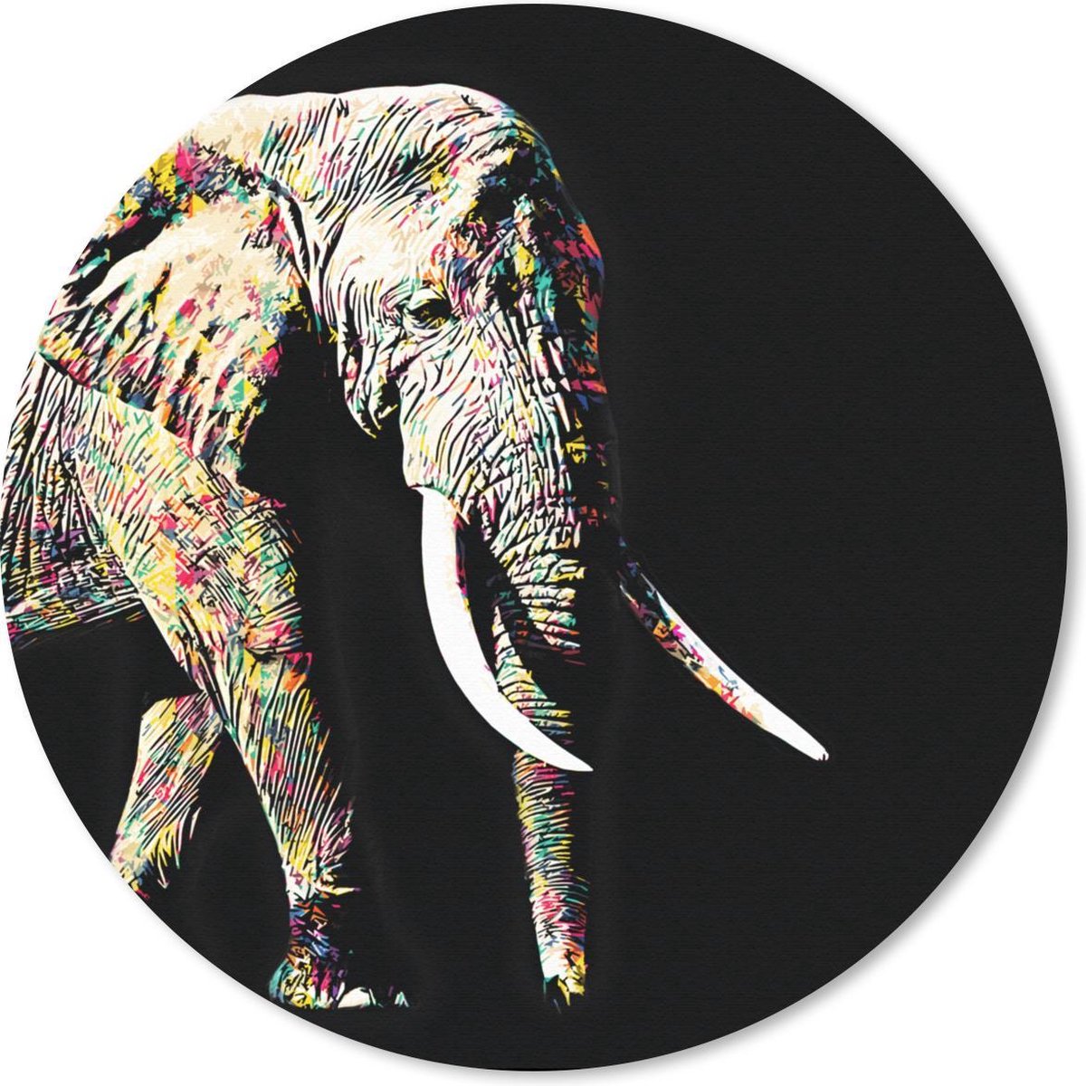 Muismat rond 40x40 cm - Mousepad Olifant - Dieren - Kleuren - Ronde muismatten
