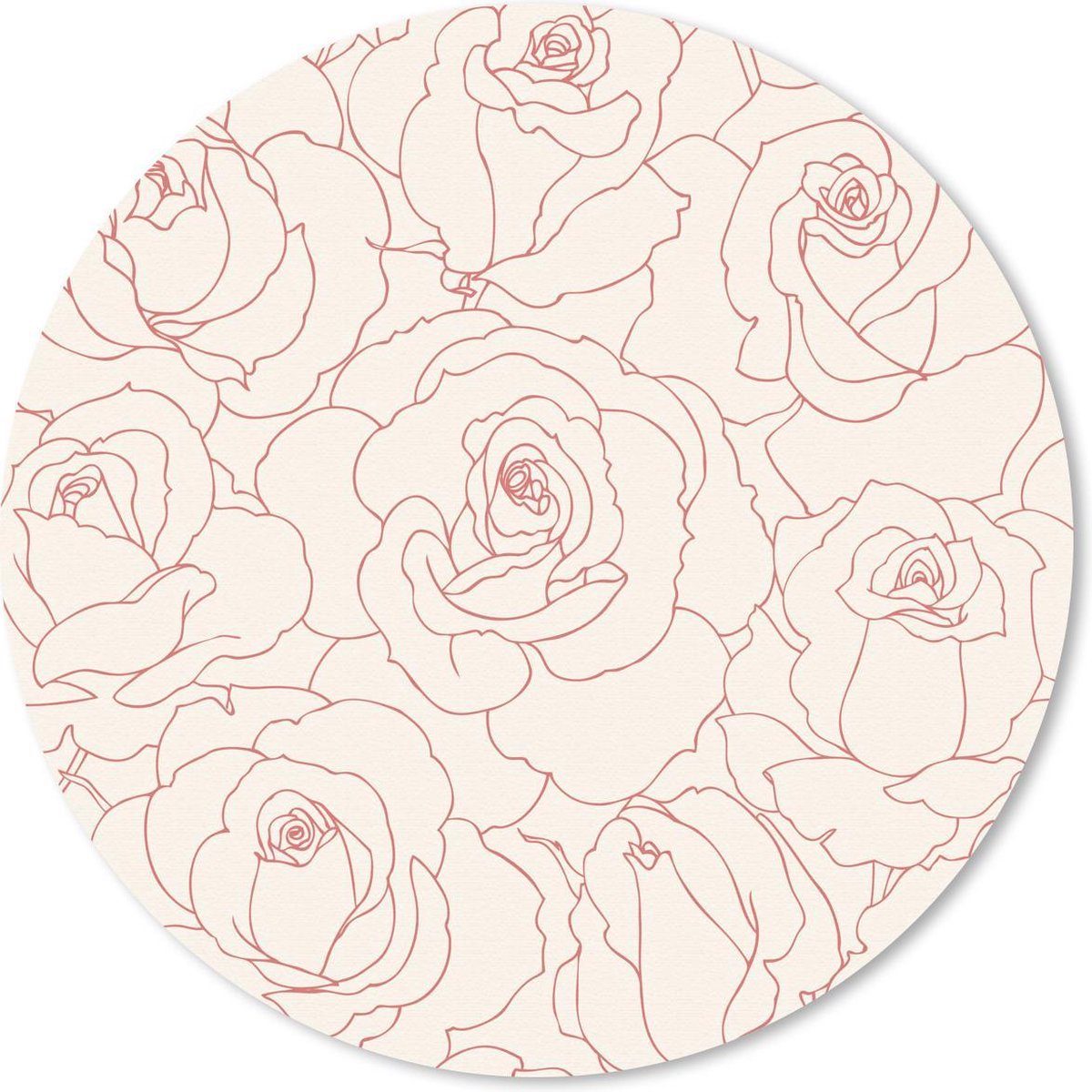 Muismat rond 40x40 cm - Mousepad Een bloemdessin illustratie van roze rozen - Ronde muismatten