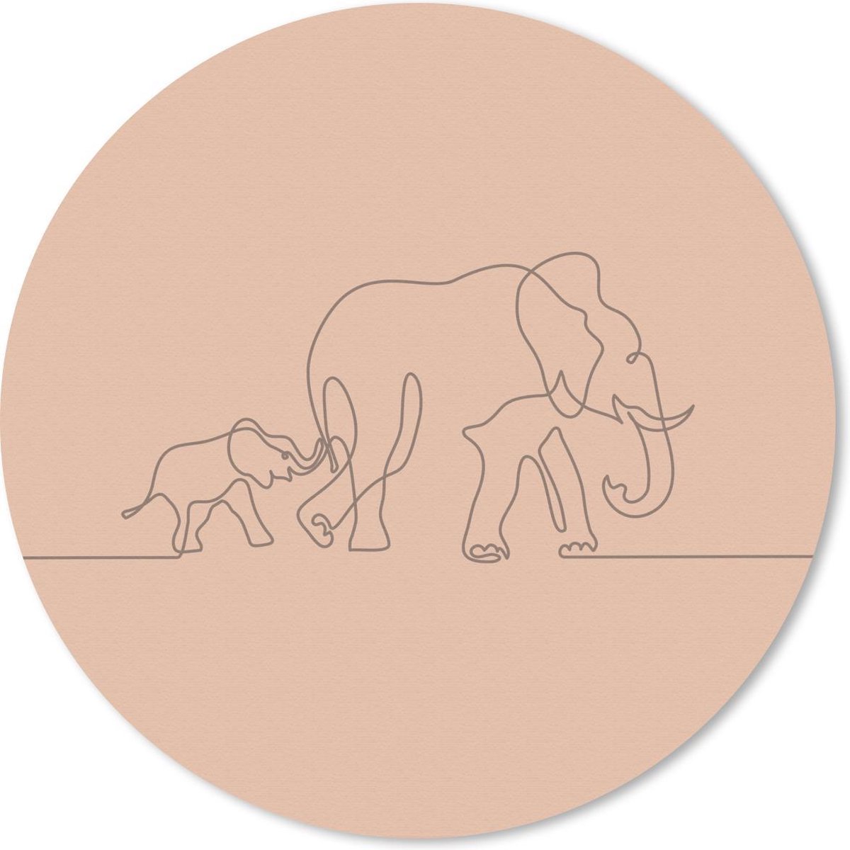 Muismat rond 50x50 cm - Mousepad Olifanten - Minimalisme - Simpel - Ronde muismatten