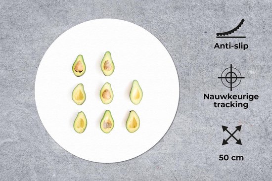 Muismat rond 50x50 cm - Mousepad Avocado - Fruit - Tropisch - Ronde muismatten