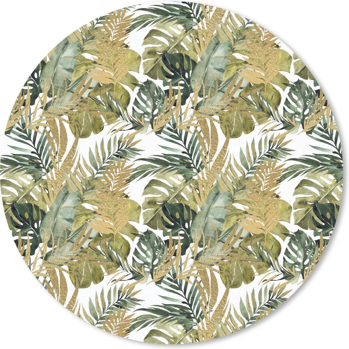 Muismat rond 50x50 cm - Mousepad Tropical - Groen - Blad - Ronde muismatten