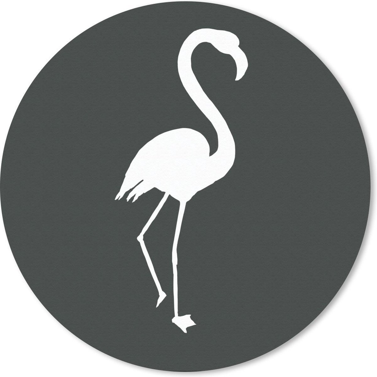 Muismat rond 50x50 cm - Mousepad Flamingo - Silhouette - Wit - Ronde muismatten