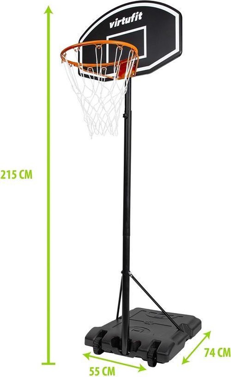 Poteau de basket ajustable VirtuFit - Panier de basket - 170 à 215 cm | bol