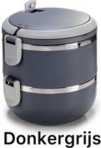 2-laag Lunchbox Voor Eten-Donkergrijs-Vacuum