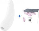 Satisfyer Curvy 2+ - Wit - Luchtdruk Vibrator + Luxe Massagekaars - Framboos Vanille