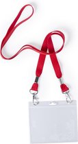 10 x Badgehouder met keycord - ID badge - lanyard - nekkoord - rood